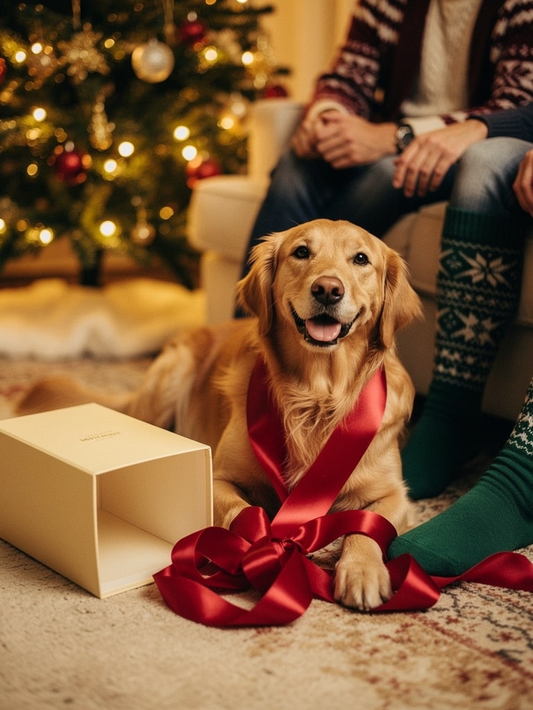 Illustrative Christmas scene for The family dog