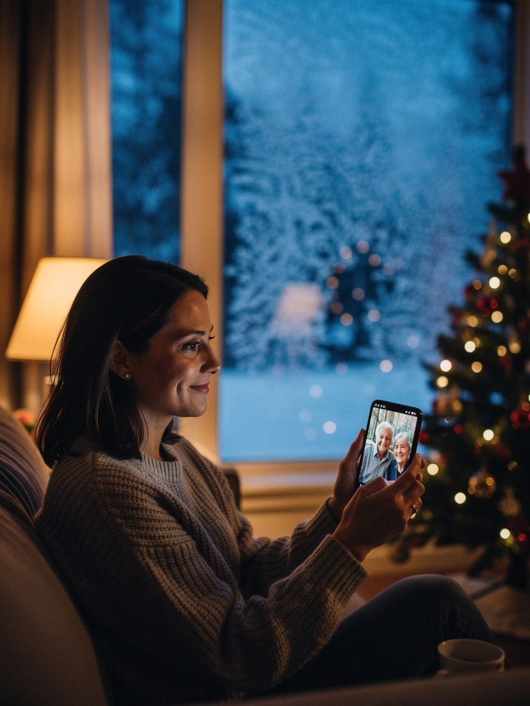 Illustrative Christmas scene for Family far away